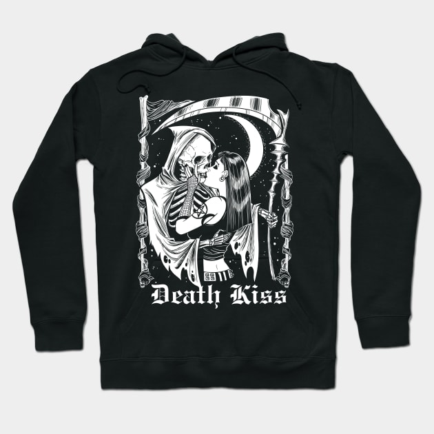 Death Kiss Witch and Death Grim Reaper Skeleton Hoodie by Juandamurai